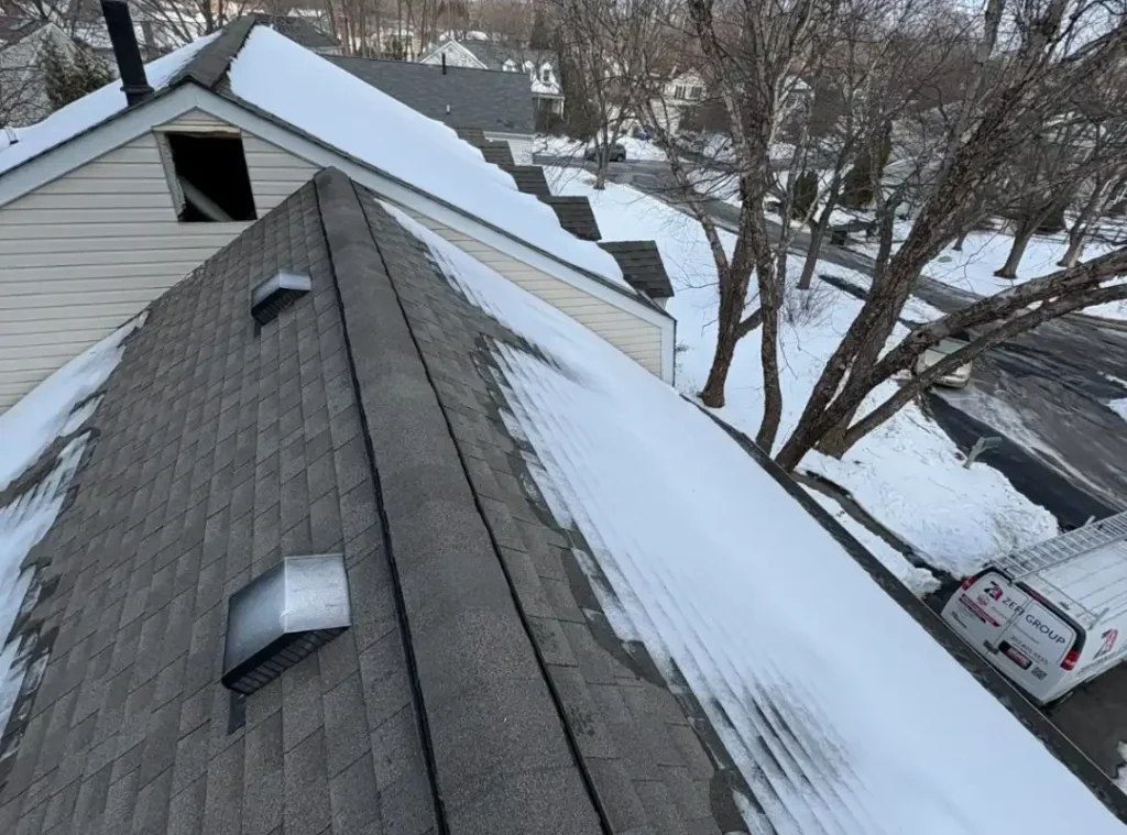 Completed asphalt shingle roof with roof vents