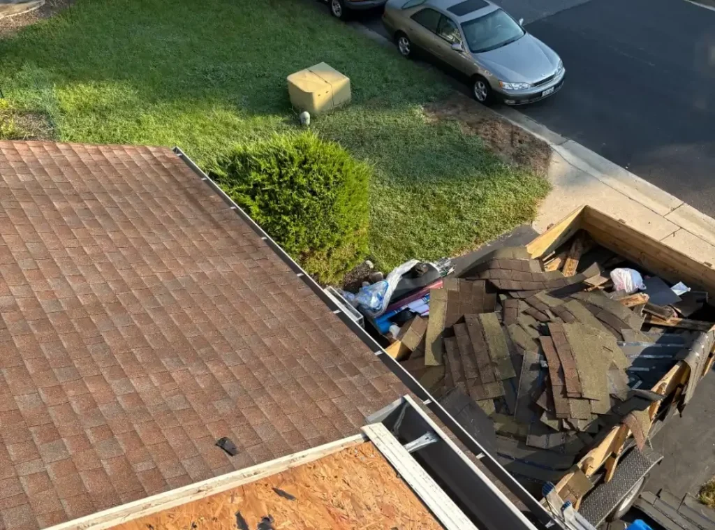 Roof tear-off in progress before replacement